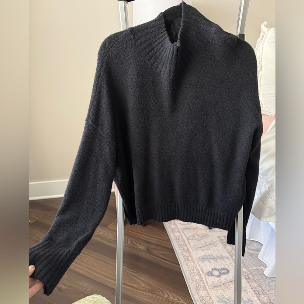 Free People Black Mock Neck Sweater
